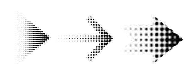 Dotted halftone arrows set
