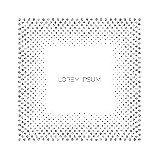 Dotted square frame background Black random dots faded border Vintage stippled frame with space