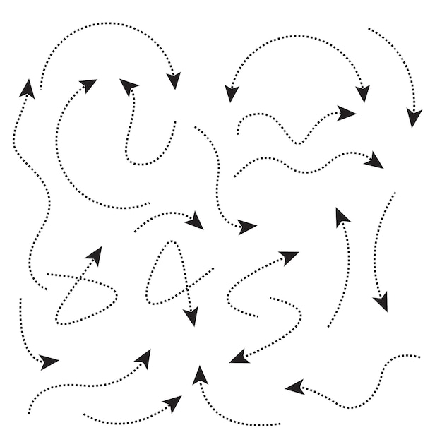 dotted style vector base doodle arrows set