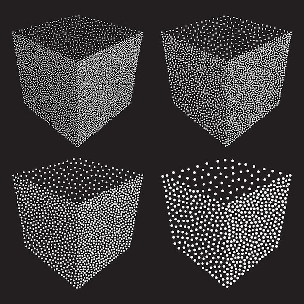 Dotwork Halftone Vector Cube Icon