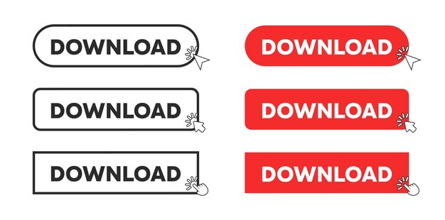 download button in red rectangle and outline style vector illustration