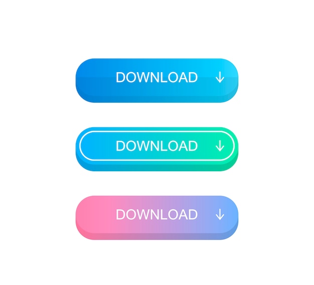 download button set. different gradient colors.