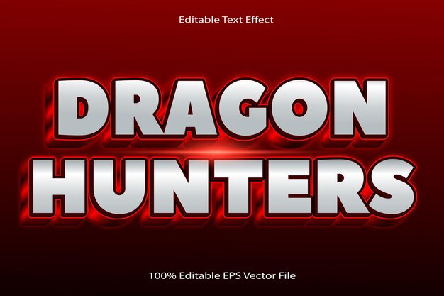dragon hunters editable text effect emboss cartoon gradient style