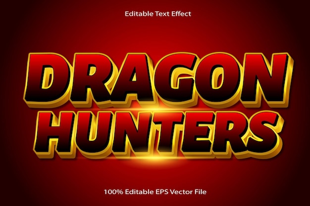 dragon hunters editable text effect emboss cartoon gradient style