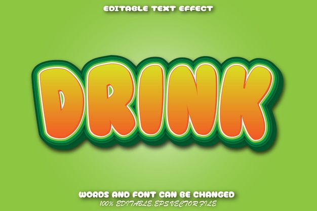 Drink Editable Text Effect Cartoon Style