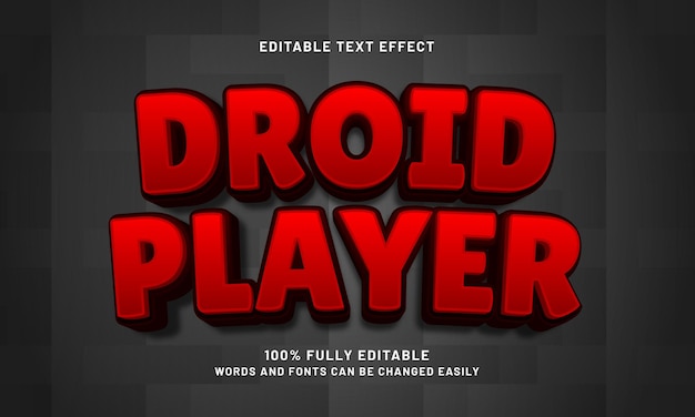 droid player editable text effects with a robot and game theme