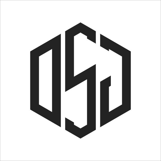 dsj logo design initial letter dsj monogram logo using hexagon shape