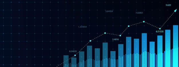 Dữ liệu kinh doanh và tính toán khái niệm tài chính Đầu tư dài hạn với biểu đồ kỹ thuật số tăng trưởng