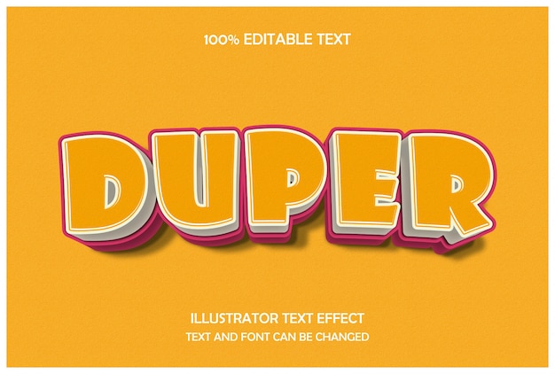 duper,3d editable text effect red yellow modern shadow style