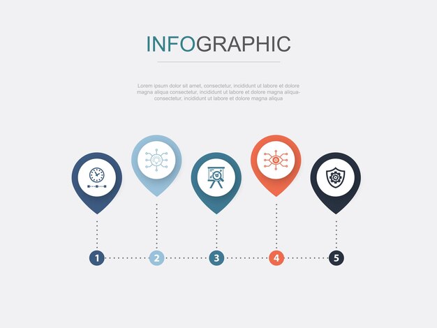 Duty control trust ethics competence icons Infographic design layout design template Creative presentation concept with 5 steps