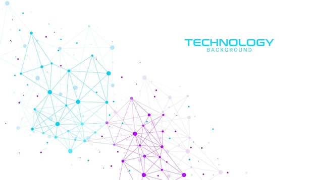 Dynamic abstract network mesh background with colorful connected nodes and geometric lines representing digital communication big data connections and futuristic technology structure design