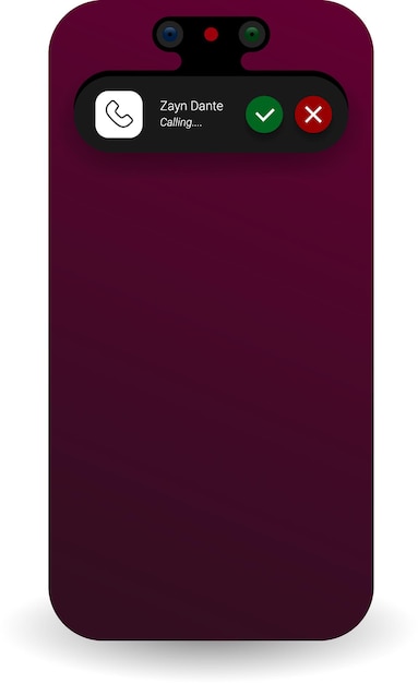 Dynamic Island Call Notification Interface With Floating Action Buttons And Dark Background