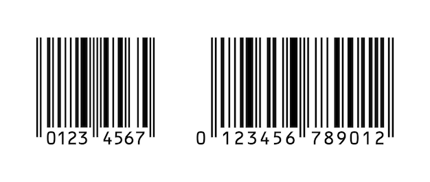 ean8 and ean13 barcodes isolated on white background vector