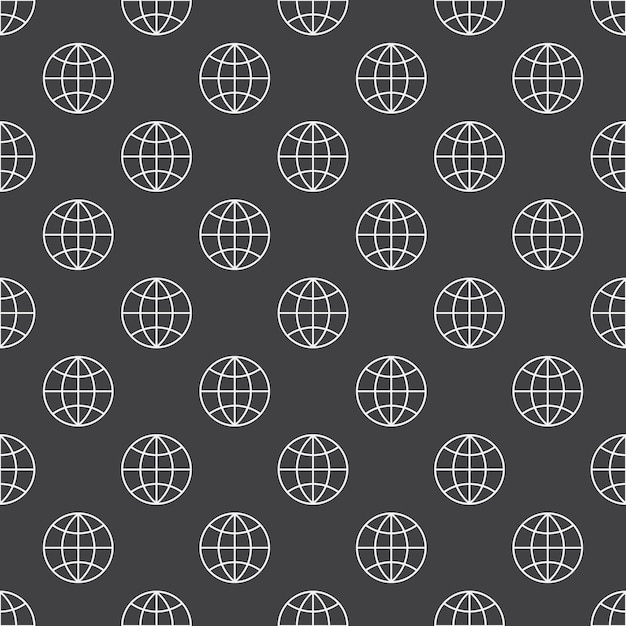 earth globe dark pattern - vector seamless background