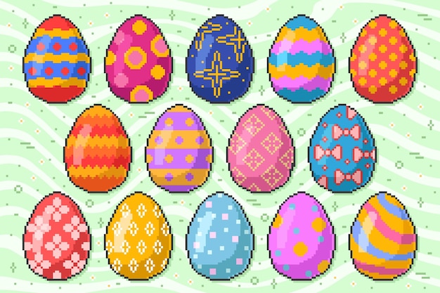 Easter Eggs Pixel Set Vector illustration
