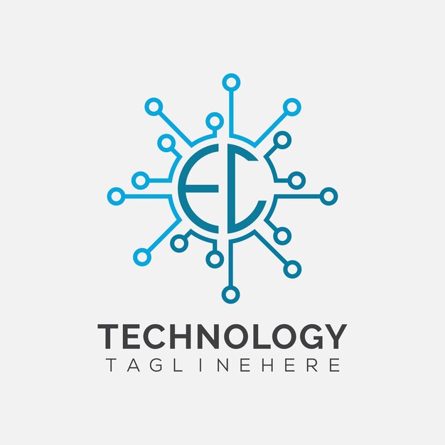 EC initial monogram for technology logo with circle style design