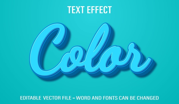 Editable 3d text effect vector Blue Color style template