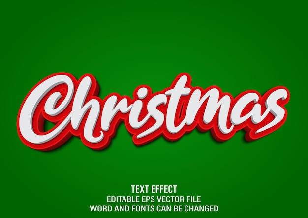Editable 3d text effect vector Christmas style template