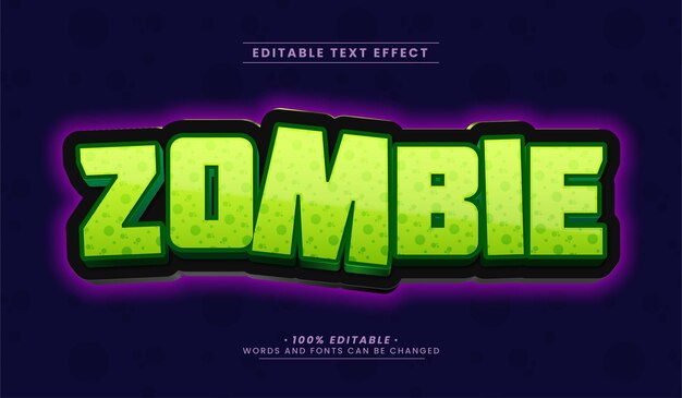Editable 3D Text Effect Zombie Green Purple