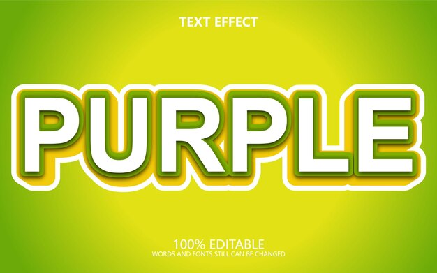 Editable 3d text purple text effect