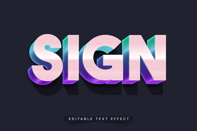editable 3d trendy bold text effect