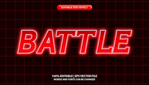 editable battle red neon text effect