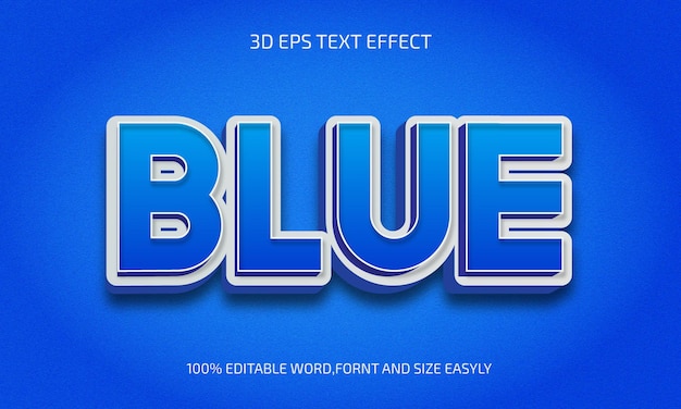 Editable  Blue 3d text style effect
