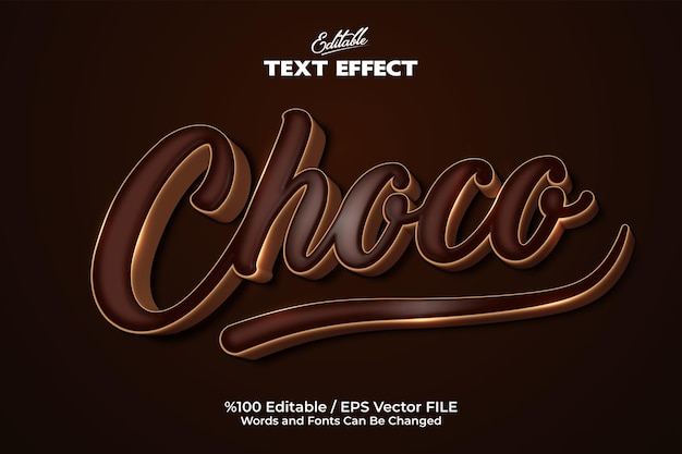Editable Choco text effect written on a brown background