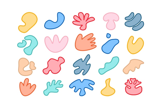 editable collection of abstract vector shapes in filled style ready to use as diy graphic design kit