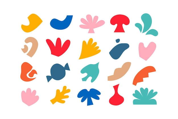 editable collection of abstract vector shapes in flat style ready to use as diy graphic design kit
