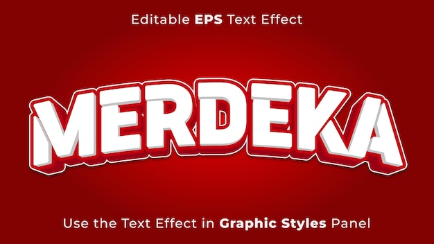 editable eps text effect of merdeka for the independence day of indonesia
