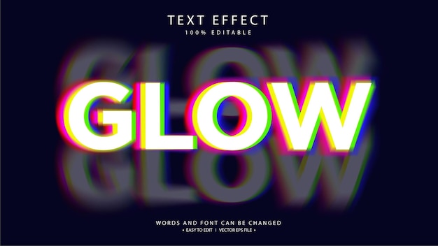 editable glow text effect glitch glowing red green blue
