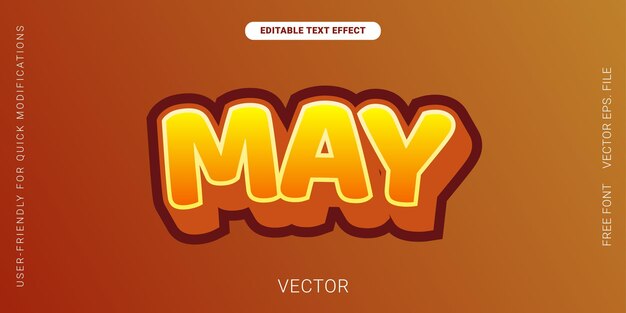 Editable May Text Effect in Soft Vector Style with Simple Design