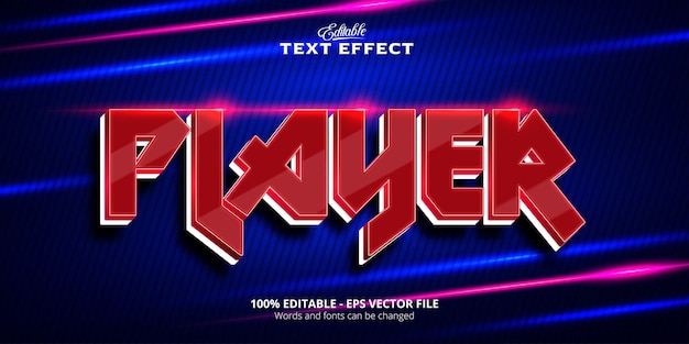 editable player text on illuminated blue background