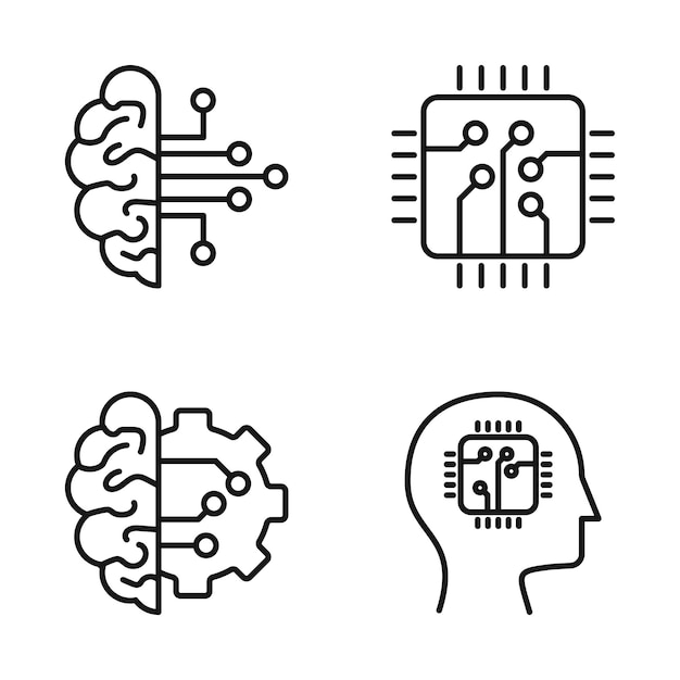 Editable Set Icon of Artificial Intelligence Vector illustration isolated on white background using for Presentation website or mobile app