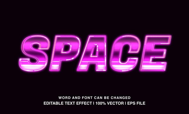 editable space pink neon futuristic text effect