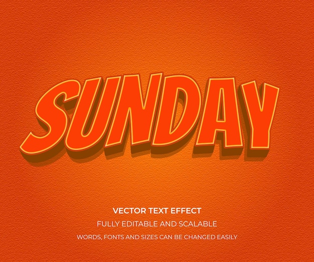 editable sunday 3d text effect comic font style