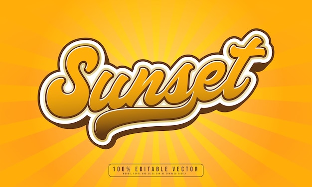 editable sunset text effect vector