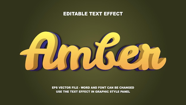 Editable Text Effect Amber 3D Vector Template