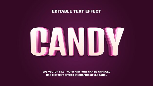 editable text effect candy 3d vector template