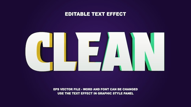 editable text effect clean 3d vector template