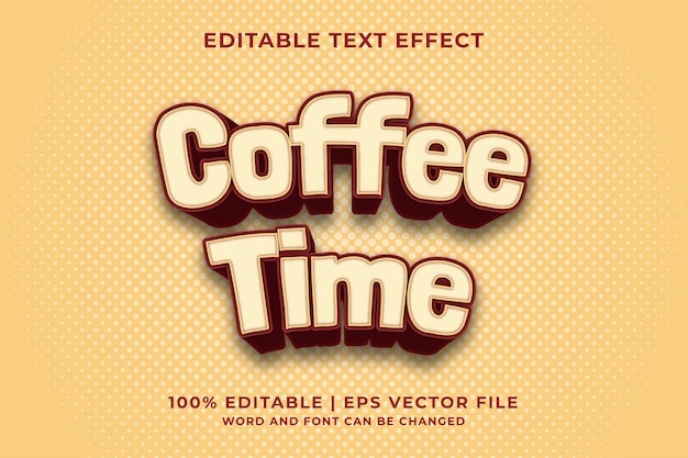 editable text effect - coffee time 3d template style premium vector