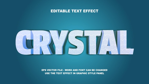 editable text effect crystal 3d vector template