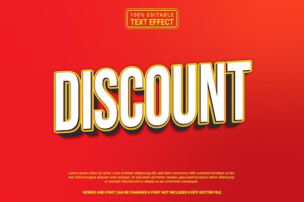 Editable text effect Discount 3d cartoon template style modern premium vector