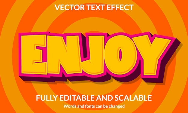 editable text effect enjoy 3d style vector template