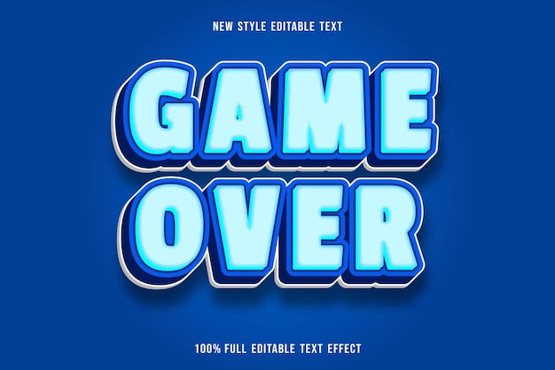 Editable text effect game over in blue and white