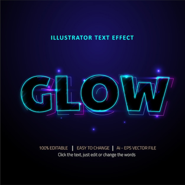 editable text effect glow title 
