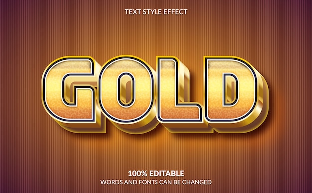 editable text effect, gold text style