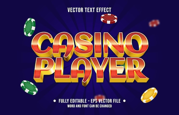 editable text effect gradient color casino poker game style font effect template