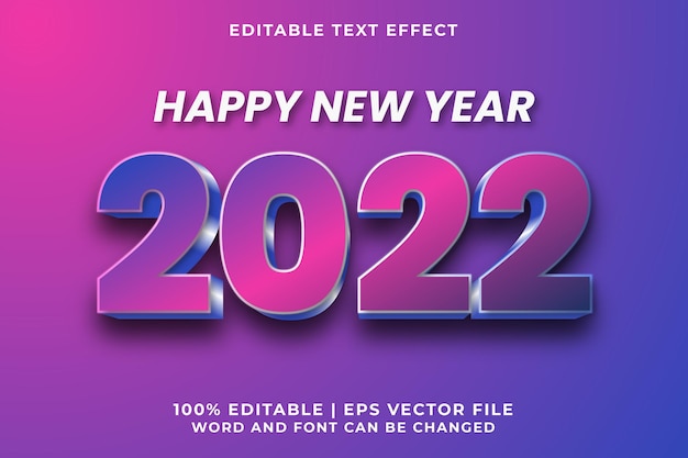 editable text effect - happy new year 2022 template style premium vector